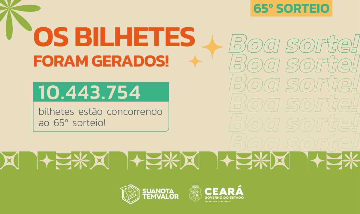 Sua Nota Tem Valor: mais de 10 milhões de bilhetes foram gerados para 65º sorteio