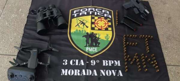 Polícia Militar cumpre mandado de prisão e apreende armas e drone em Morada Nova