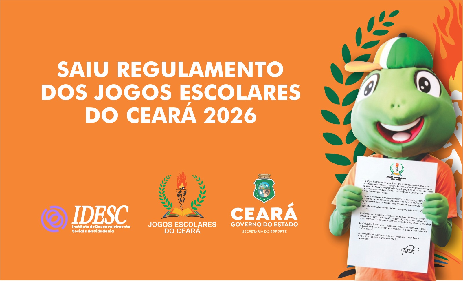 Sesporte divulga Regulamento Geral dos Jogos Escolares do Ceará 2026