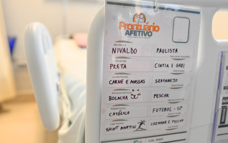 Prontuário afetivo é implantado no HRVJ e destaca particularidades de pacientes internados